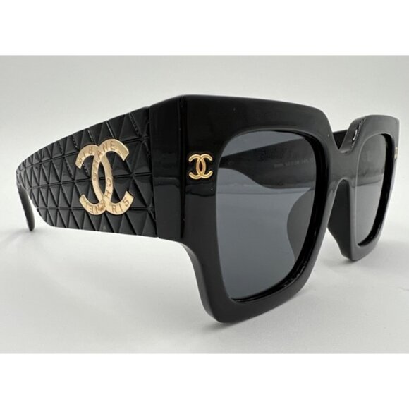 NWT-Chanel Square Sunglasses - Black - Picture 5 of 12